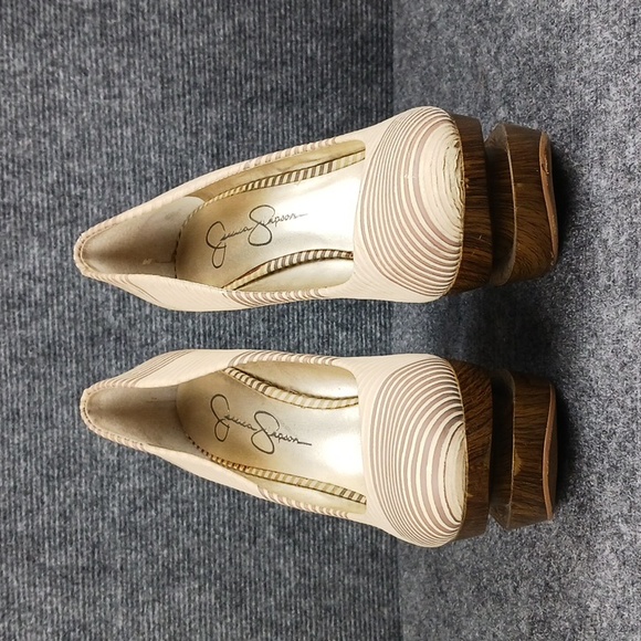 Jessica Simpson Shoes - Jessica Simpson Nude Platform Pump Stiletto Cream Brown Stripe Colie Size 7.5